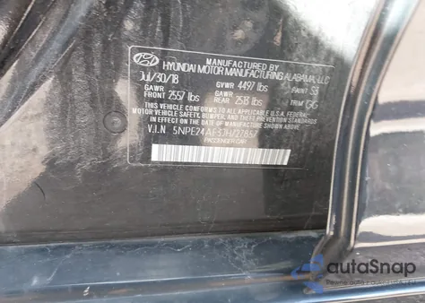 2018 Hyundai Sonata Se из США, поврежденный, VIN 5NPE24AF3JH727857